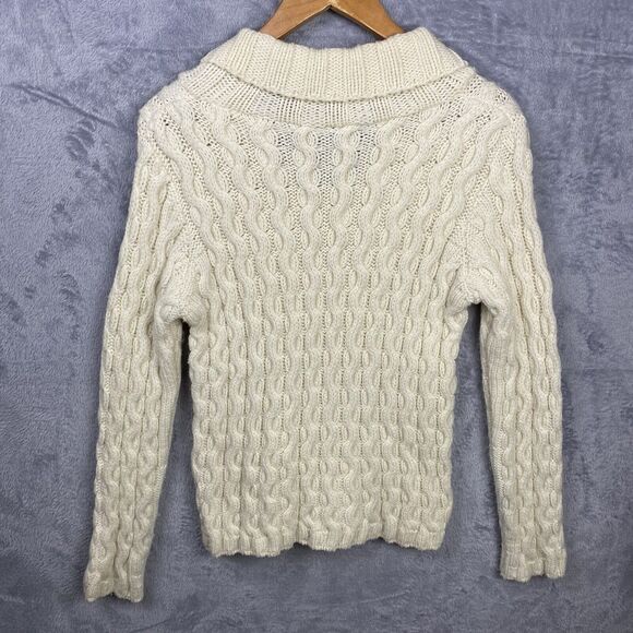 Paul James Women's M Wool Cable Knit Fisherman Sweater Preppy Academia British - Picture 4 of 7